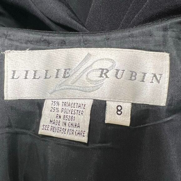 Lillie Rubin Maxi Dress Womens 8 Black Embroidered Beaded Evening Gown Formal - Picture 12 of 14